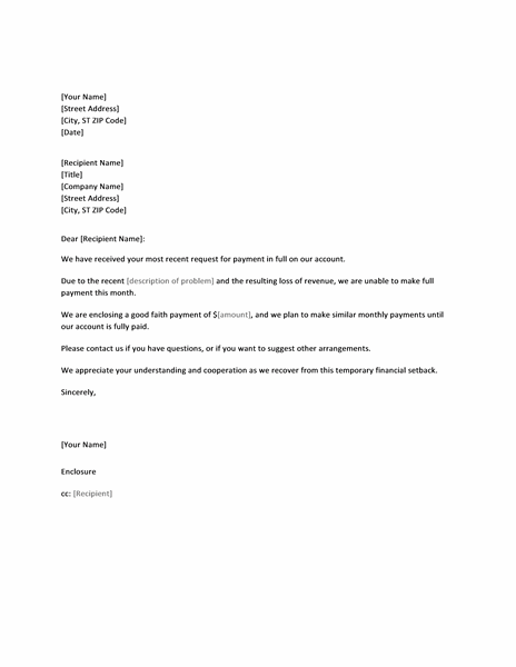 Letter Proposing Payment Plan To Creditor Letter Templates Download
